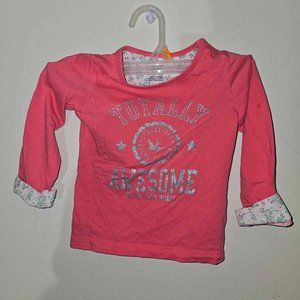 5/20 Carter's long sleeve Pink with Glitter Silver graphics Toddler Cotton Top